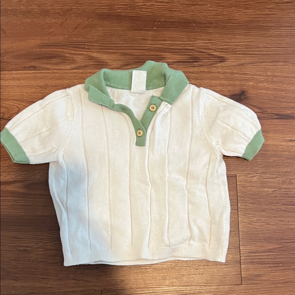 H&M Kids Polo Shirt in Cream and Green